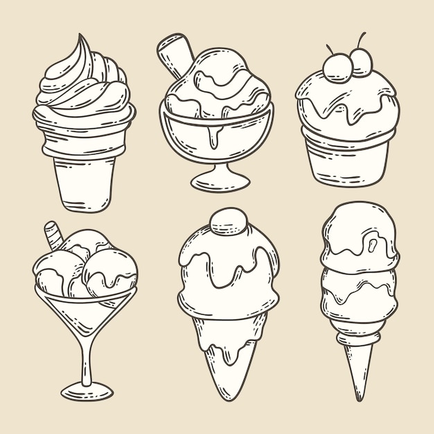 Hand drawn ice cream collection