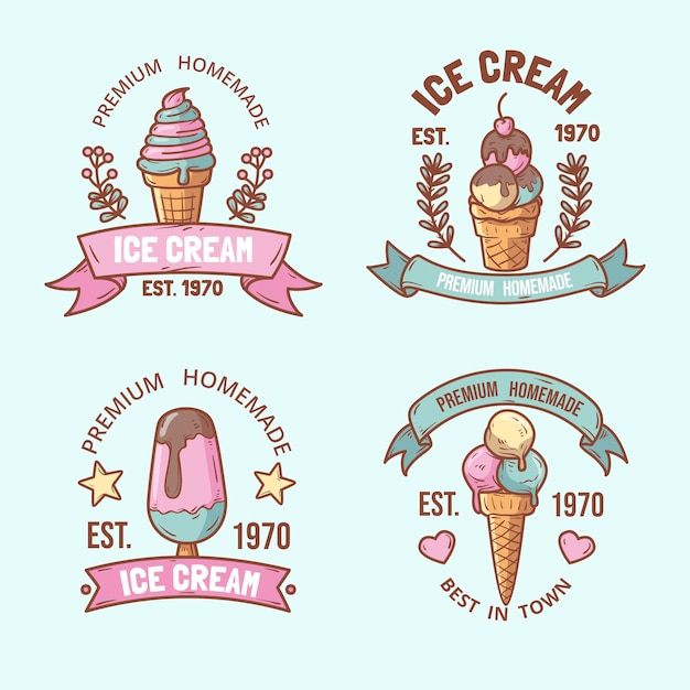 Hand drawn ice cream labels