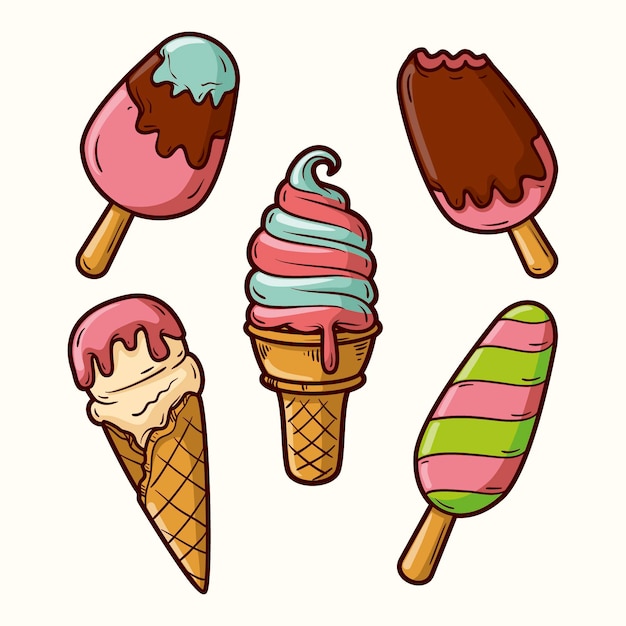 Hand drawn ice cream pack