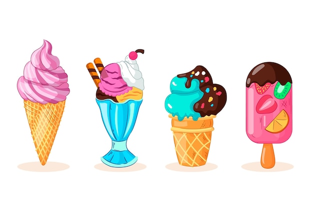 Hand drawn ice cream pack