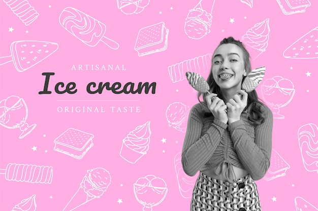 Free Vector hand drawn ice cream pattern background