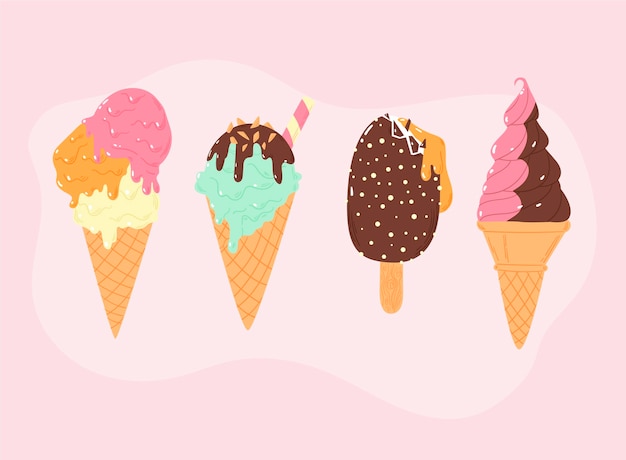 Free Vector hand drawn ice cream set