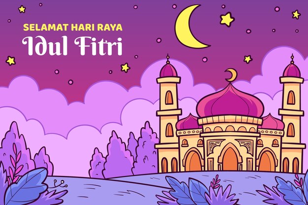 Hand drawn idul fitri background