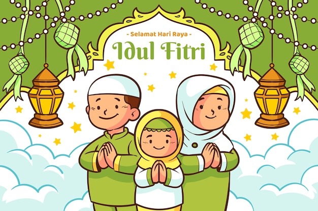 Hand drawn idul fitri background