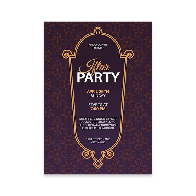 Hand-drawn iftar invitation template concept