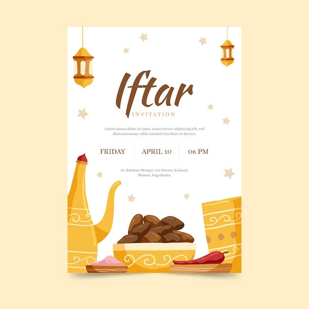 Hand drawn iftar invitation template