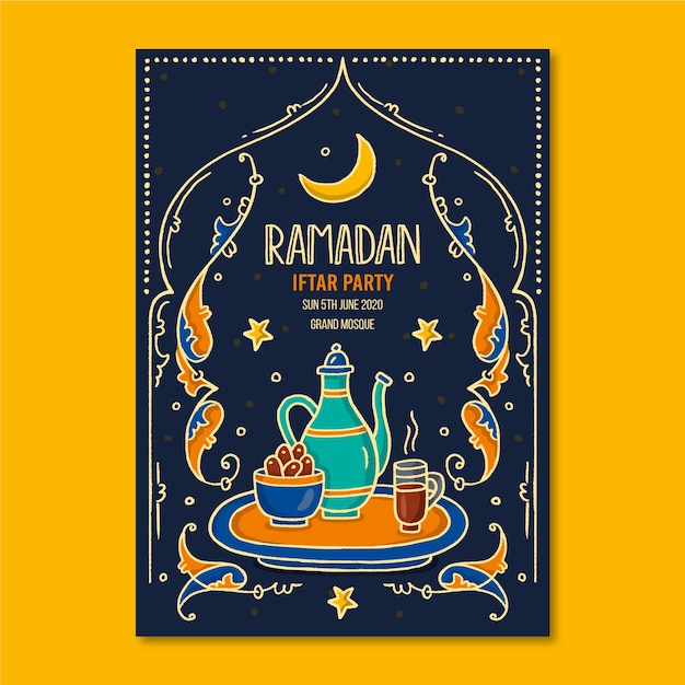 Hand drawn iftar invitation template