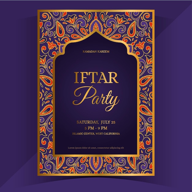 Free Vector hand drawn iftar invitation template