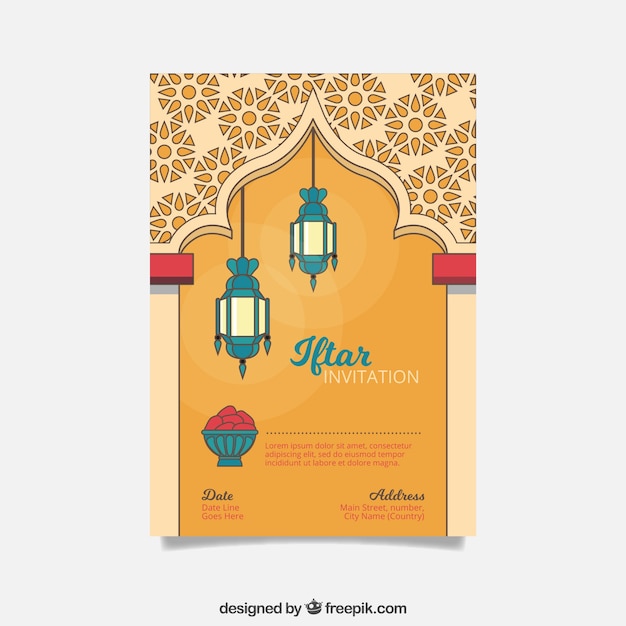 Free Vector hand drawn iftar invitation