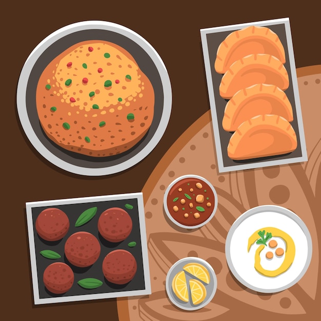 Free Vector hand drawn iftar meal illustration