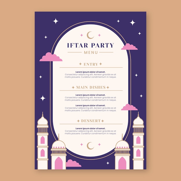 Hand drawn iftar party menu template