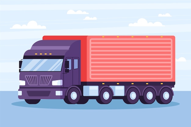 Free Vector hand drawn illustrated transport truck