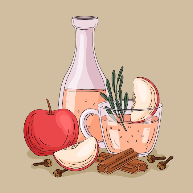 Free Vector hand drawn illustration for apple cider drink