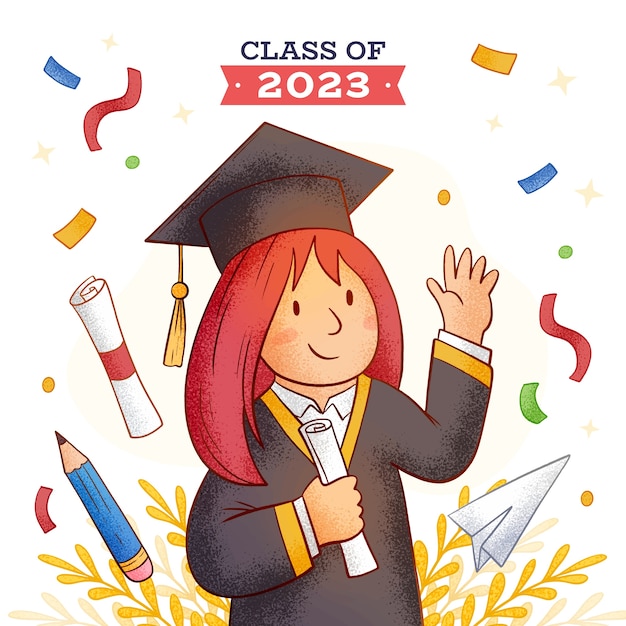 Hand drawn illustration for class of 2023 graduation