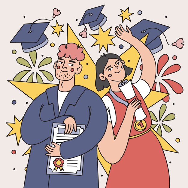 Hand drawn illustration for class of 2023 graduation