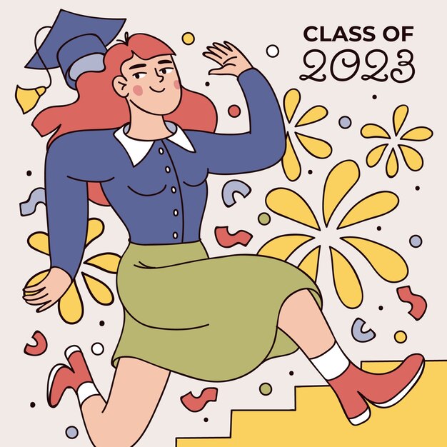 Hand drawn illustration for class of 2023 graduation