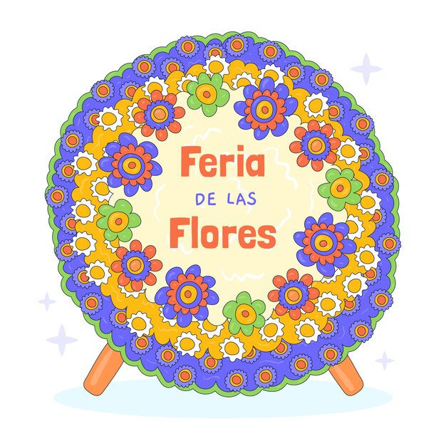 Hand drawn illustration for colombian feria de las flores festival celebration