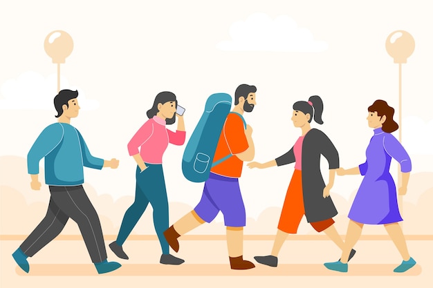 Free Vector hand drawn illustration crowd of people