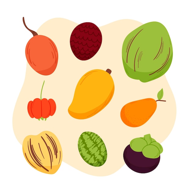 Free Vector hand drawn illustration delicious fruit set