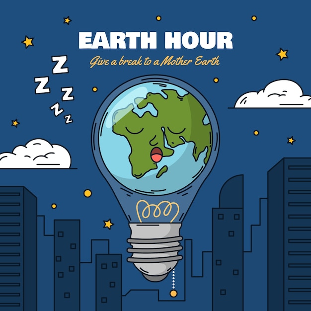 Free Vector hand drawn illustration for earth hour