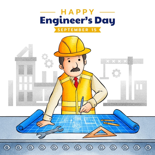 Hand drawn illustration for engineers day celebration