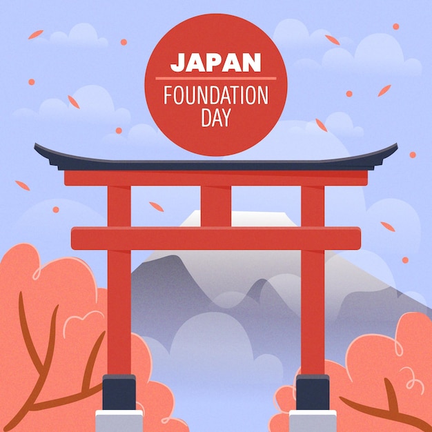 Free Vector hand drawn illustration foundation day japan