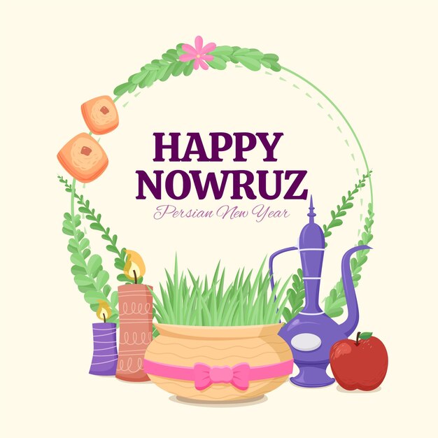 Hand drawn illustration happy nowruz event