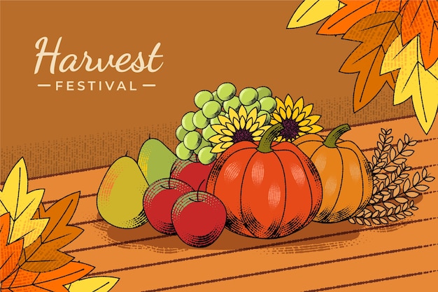 Free Vector hand drawn illustration for harvest festival celebration with vegetables