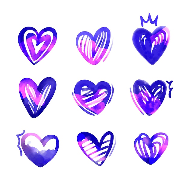 Free Vector hand drawn illustration heart set