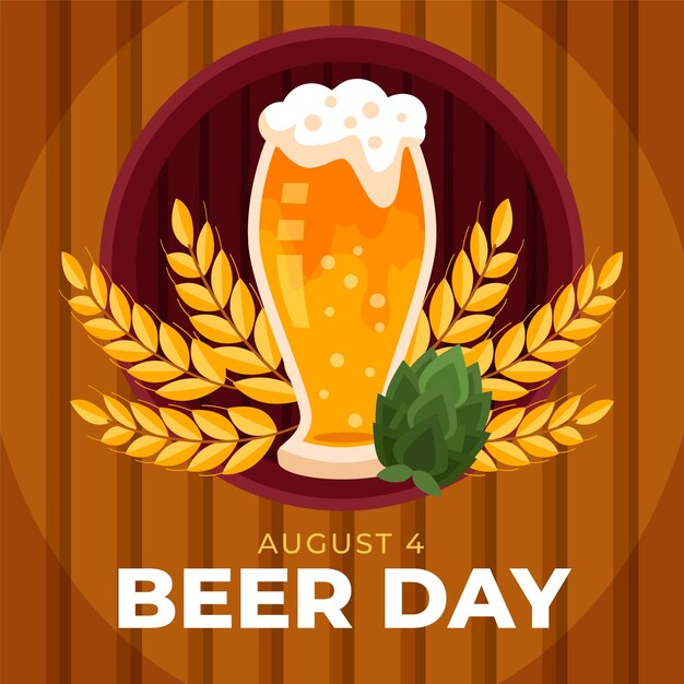 Hand drawn illustration for international beer day celebration