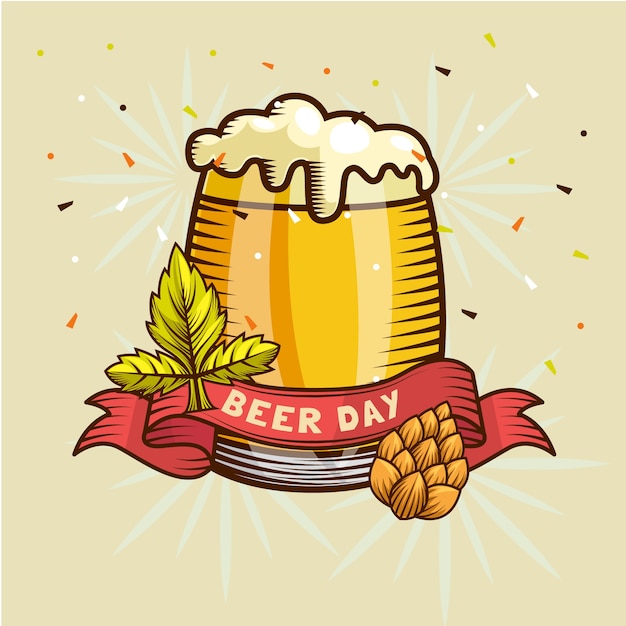 Free vector hand drawn illustration for international beer day celebration