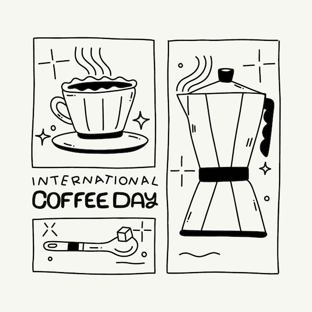 Free vector hand drawn illustration for international coffee day celebration