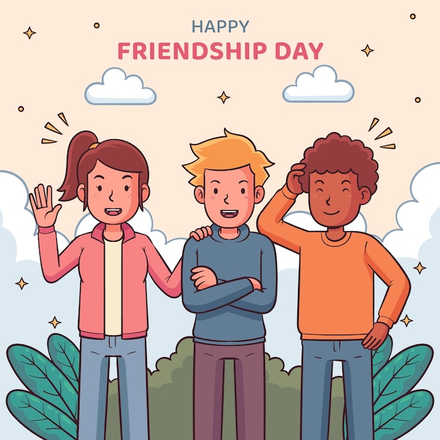 Hand drawn illustration for international friendship day celebration