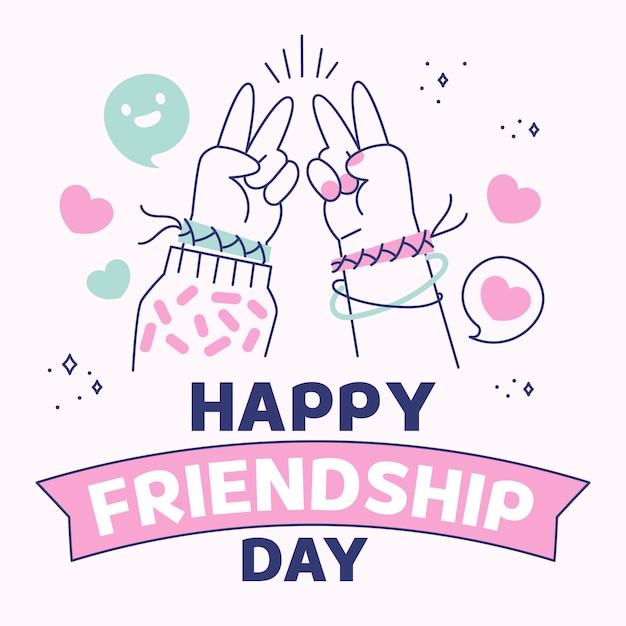 Free vector hand drawn illustration for international friendship day celebration