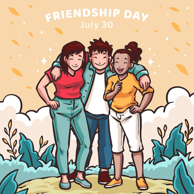 Free Vector hand drawn illustration for international friendship day celebration