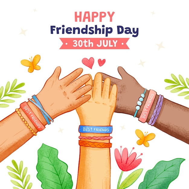 Hand drawn illustration for international friendship day celebration