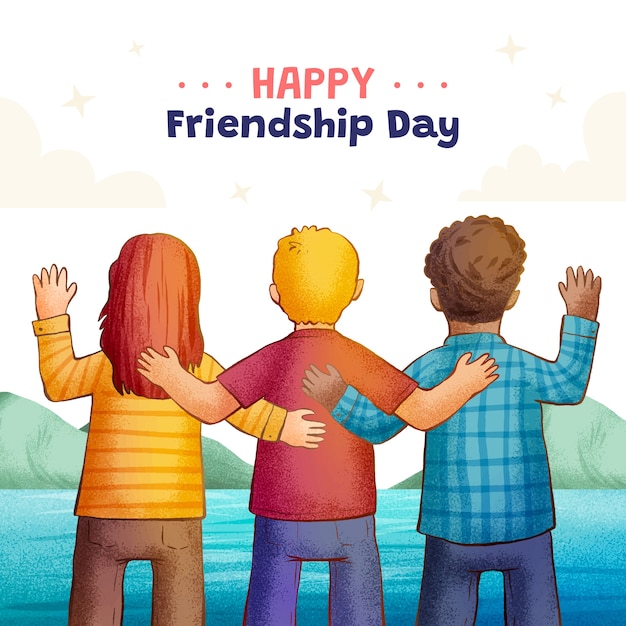 Hand drawn illustration for international friendship day celebration