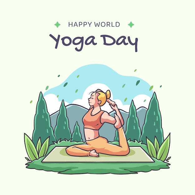 Free vector hand drawn illustration for international yoga day celebration