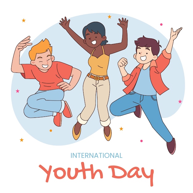 Hand drawn illustration for international youth day celebration