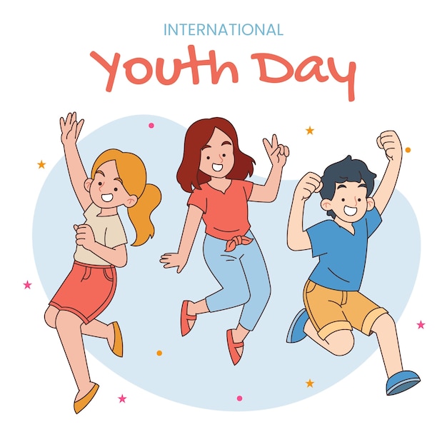 Hand drawn illustration for international youth day celebration