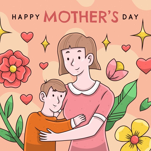 Hand drawn illustration for mother's day celebration