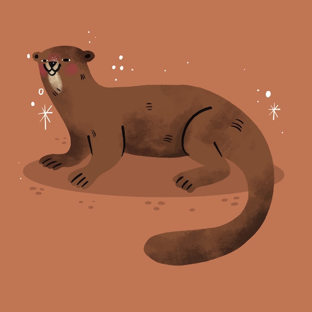 Free Vector hand drawn illustration of an otter