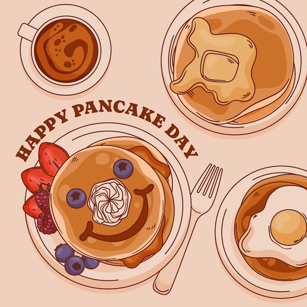 Hand drawn illustration for pancake day