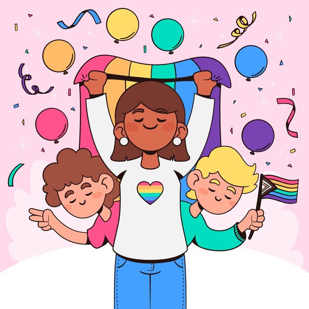 Hand drawn illustration for pride month celebration