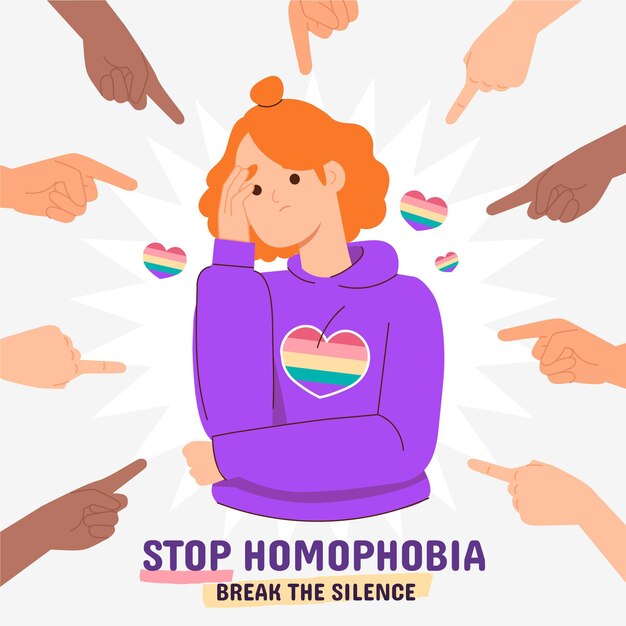 Hand drawn illustration stop homophobia