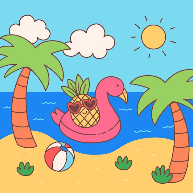 Free Vector hand drawn illustration for summer season