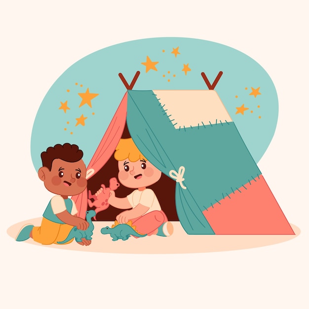 Free Vector hand drawn illustration of  teepee tent