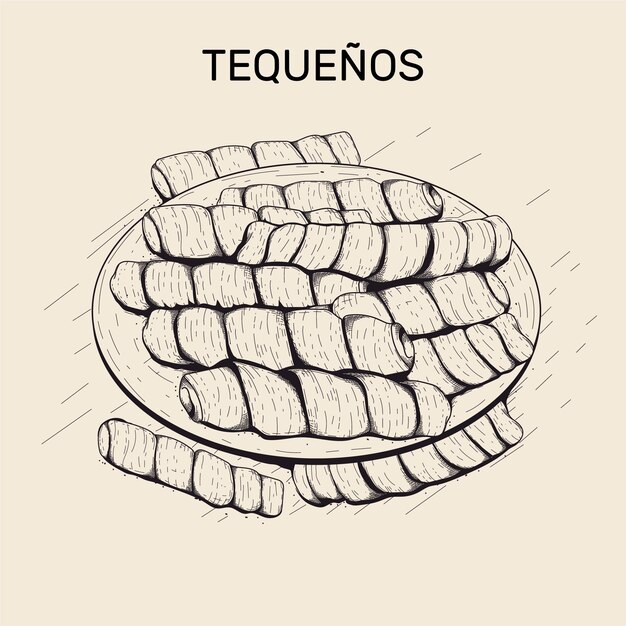 Hand drawn illustration of tequeños