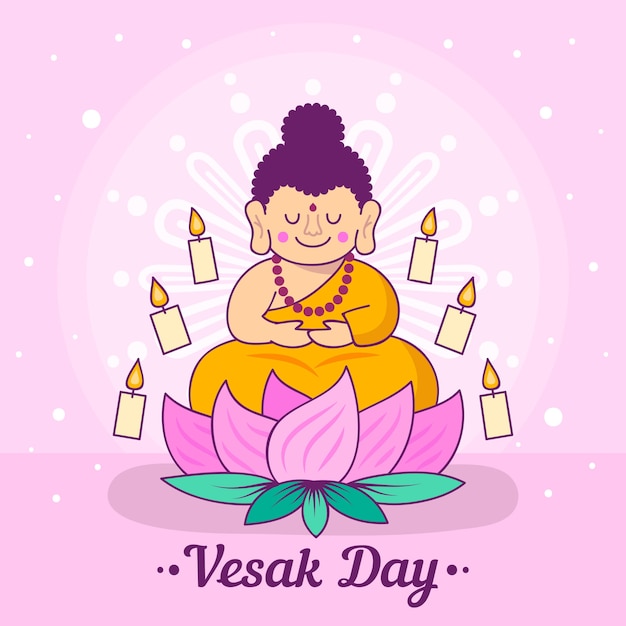 Free vector hand drawn illustration with vesak tradition