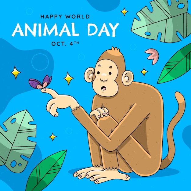 Hand drawn illustration for world animal day celebration